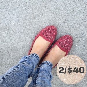 ALDO KHABOU SUEDE STUDDED BALLET FLAT LEATHER PUNK